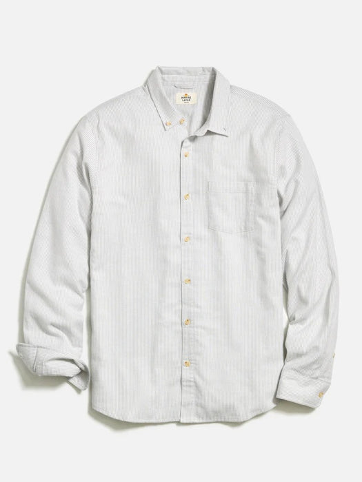 Marine Layer - California Oxford Shirt - White with Grey Stripe