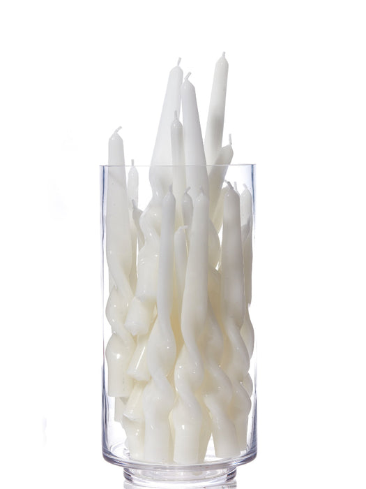 Maegan Glossy Taper Candles - Ice White - Large