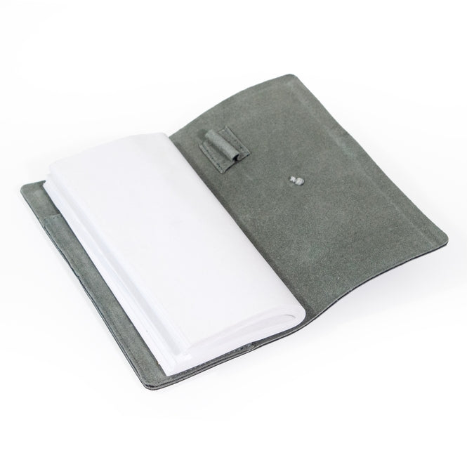 Teal Grey Suede Journal w/ Organic Cotton Paper: Small