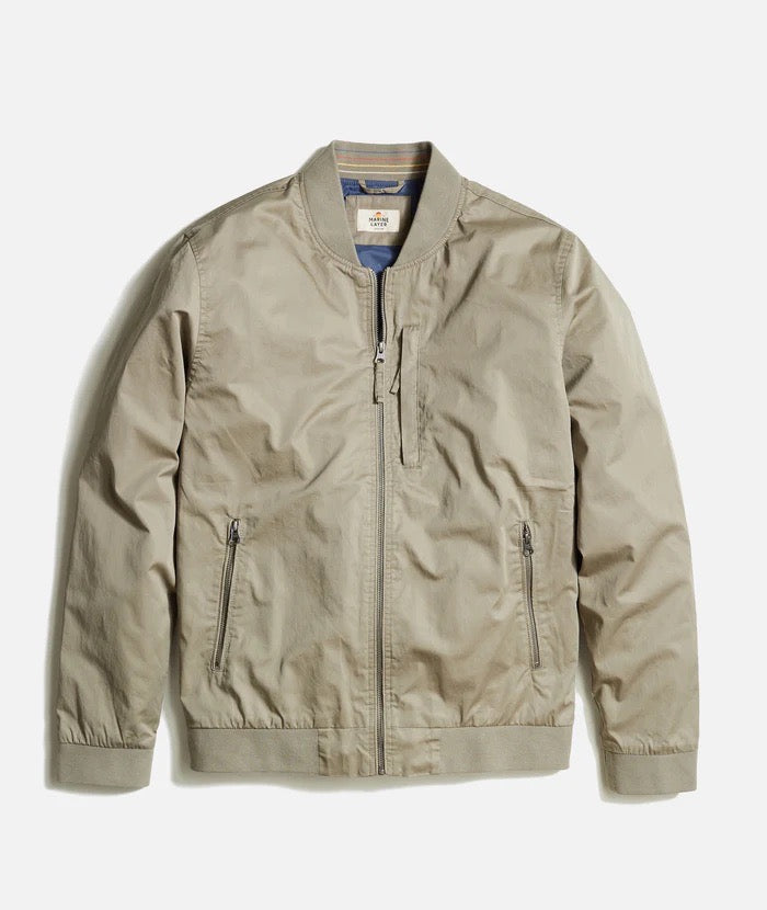 Marine Layer Rossland Wax Canvas Bomber Vetiver Green 301 collective shop