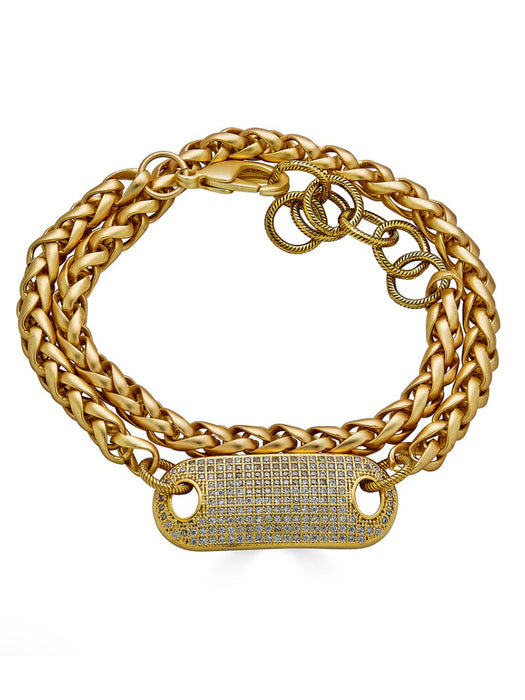 Matte Gold Double Wrap Pave Can Tab Bracelet | Loni Paul