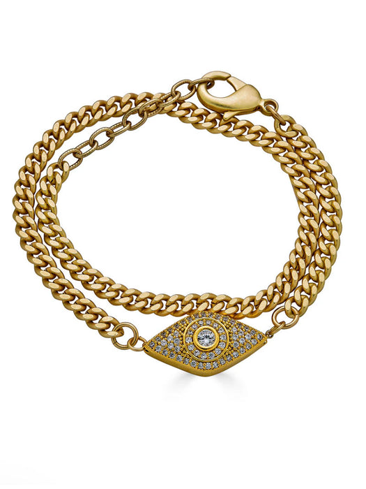 Gold Pave Eye Double Wrap Bracelet | Loni Paul