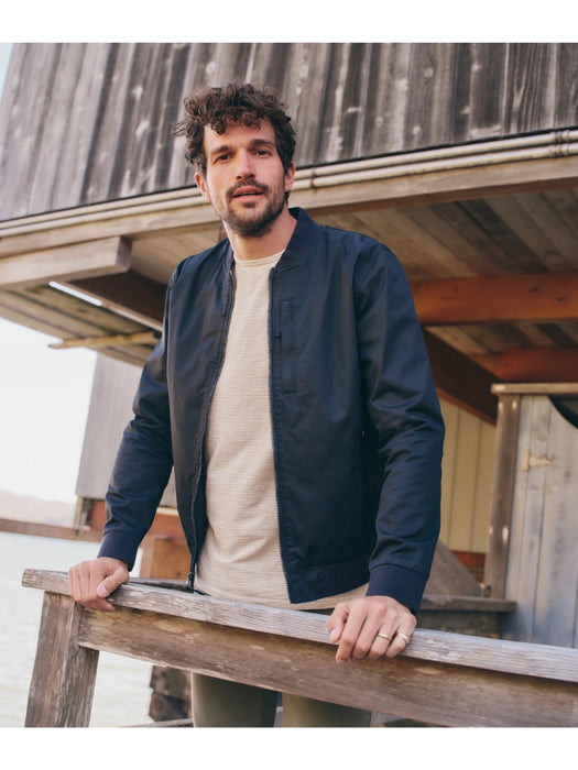 Marine Layer Rossland Wax Canvas Bomber Blue Black 301 Collective