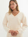 Marine Layer |  VELOUR Ribbed V NECK SWEATSHIRT