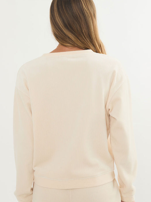 Marine Layer |  VELOUR Ribbed V NECK SWEATSHIRT