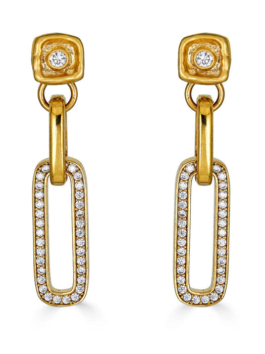 Gold Pave Chain Post Earrings | Loni Paul