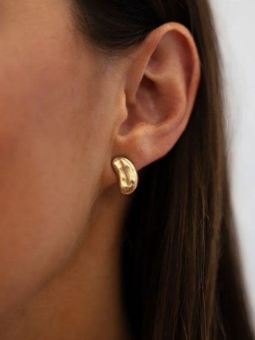 Matte Gold Coffee Bean Studs | Loni Paul