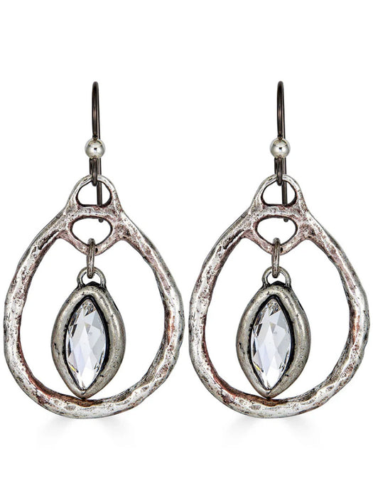 Silver Crystal Hoop Earrings