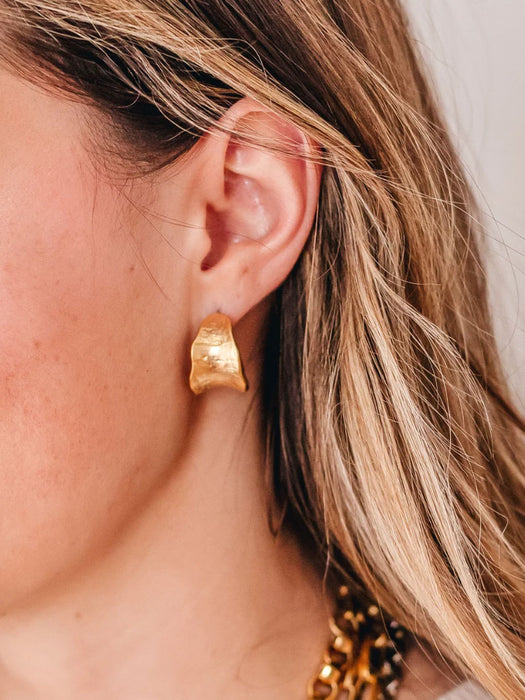 Textured Matte Gold Hoops | Loni Paul