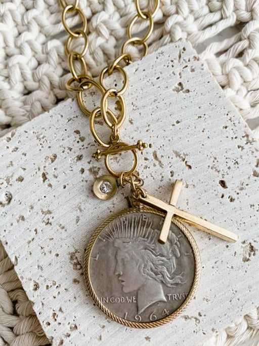 Relic Coin Necklace | Matte Gold