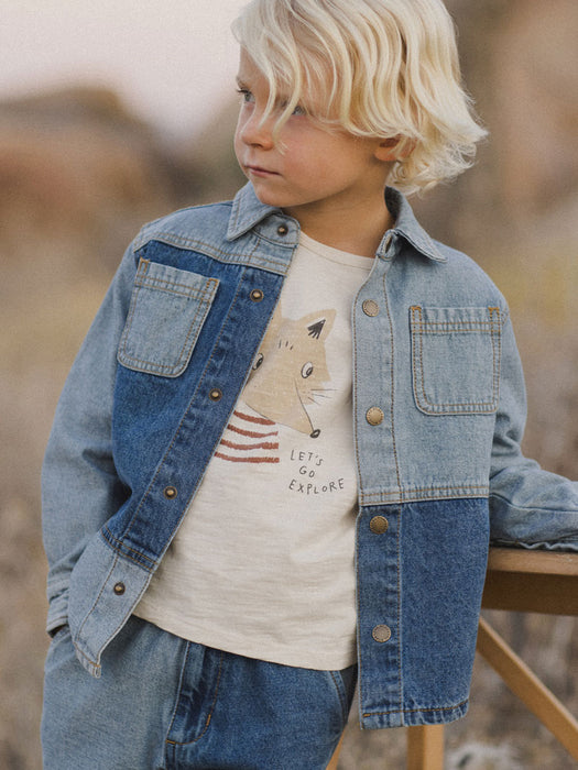 Patchwork Denim Overshirt | Rylee and Cru